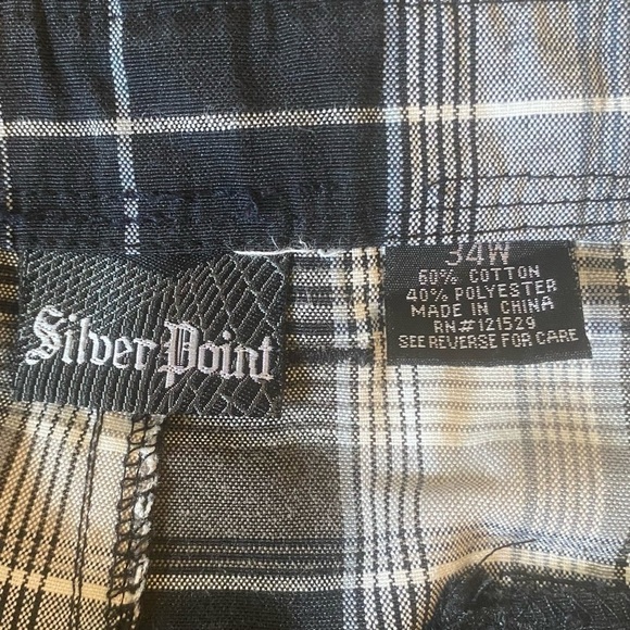 Silver Point men's size 34 plaid black white gray cargo shorts baggy pockets - Picture 6 of 6